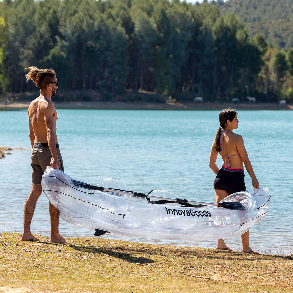 Kayak Hinchable Transparente con Accesorios Paros 312 cm 2 plazas